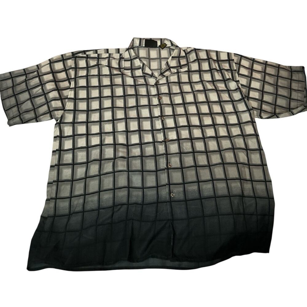 No Contest Vintage Y2k Button Up Gray Plaid Shirt 3X‎